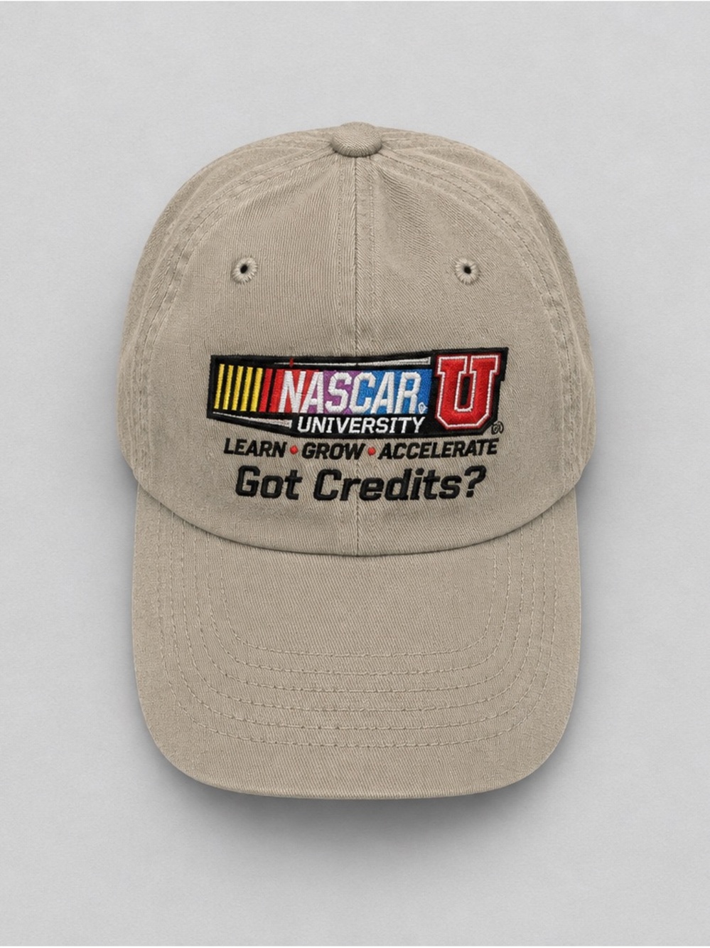 Khaki Baseball Hat with 'Got Credits?' Embroidery